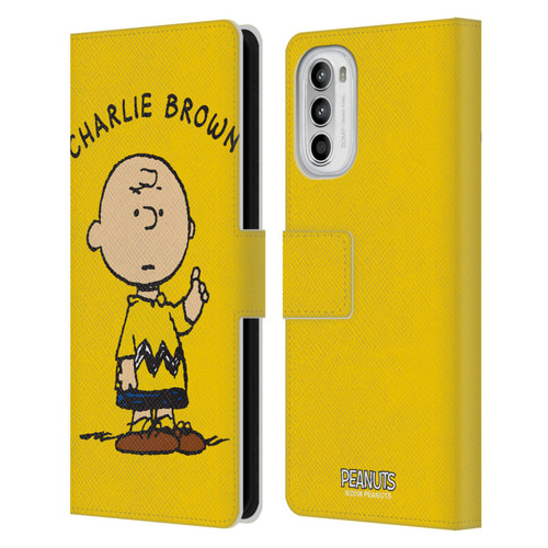 Peanuts Characters Charlie Brown Leather Book Wallet Case Cover For Motorola Moto G52