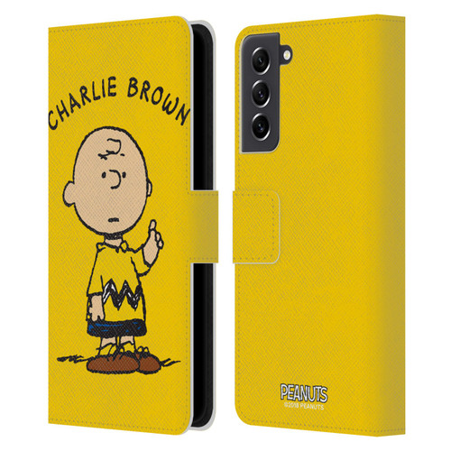 Peanuts Characters Charlie Brown Leather Book Wallet Case Cover For Samsung Galaxy S21 FE 5G
