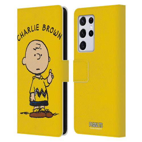 Peanuts Characters Charlie Brown Leather Book Wallet Case Cover For Samsung Galaxy S21 Ultra 5G