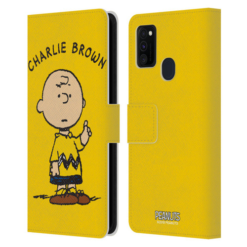 Peanuts Characters Charlie Brown Leather Book Wallet Case Cover For Samsung Galaxy M30s (2019)/M21 (2020)