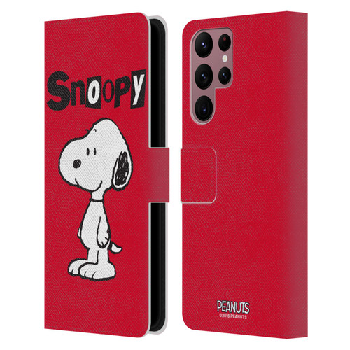 Peanuts Characters Snoopy Leather Book Wallet Case Cover For Samsung Galaxy S22 Ultra 5G
