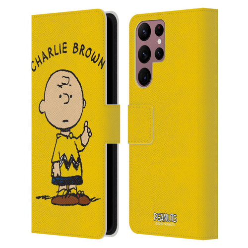 Peanuts Characters Charlie Brown Leather Book Wallet Case Cover For Samsung Galaxy S22 Ultra 5G