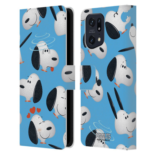 Peanuts Character Patterns Snoopy Leather Book Wallet Case Cover For OPPO Find X5