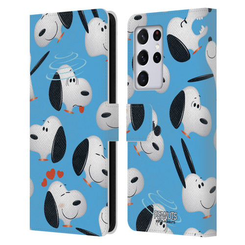 Peanuts Character Patterns Snoopy Leather Book Wallet Case Cover For Samsung Galaxy S21 Ultra 5G