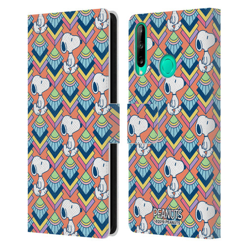 Peanuts Snoopy Deco Dreams Orange Pattern Leather Book Wallet Case Cover For Huawei P40 lite E