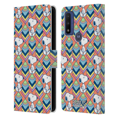 Peanuts Snoopy Deco Dreams Orange Pattern Leather Book Wallet Case Cover For Motorola G Pure