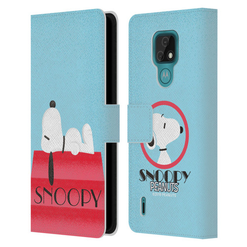 Peanuts Snoopy Deco Dreams House Leather Book Wallet Case Cover For Motorola Moto E7