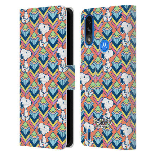 Peanuts Snoopy Deco Dreams Orange Pattern Leather Book Wallet Case Cover For Motorola Moto E7 Power / Moto E7i Power