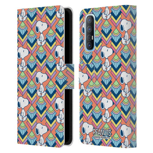 Peanuts Snoopy Deco Dreams Orange Pattern Leather Book Wallet Case Cover For OPPO Find X2 Neo 5G
