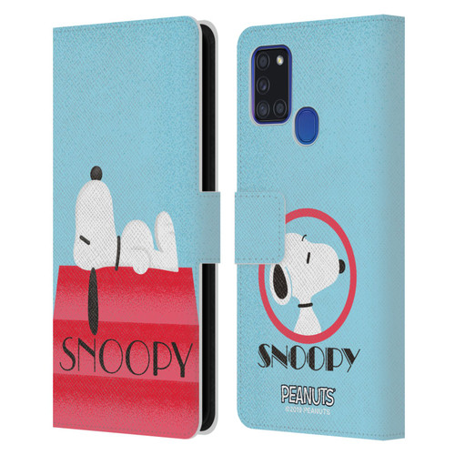 Peanuts Snoopy Deco Dreams House Leather Book Wallet Case Cover For Samsung Galaxy A21s (2020)