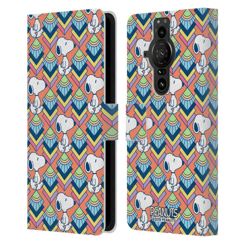 Peanuts Snoopy Deco Dreams Orange Pattern Leather Book Wallet Case Cover For Sony Xperia Pro-I
