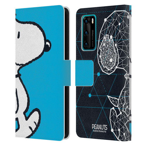 Peanuts Halfs And Laughs Snoopy Geometric Leather Book Wallet Case Cover For Huawei P40 5G