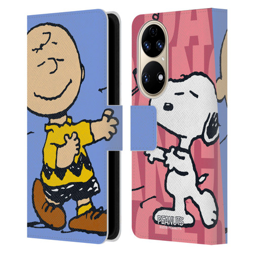 Peanuts Halfs And Laughs Snoopy & Charlie Leather Book Wallet Case Cover For Huawei P50