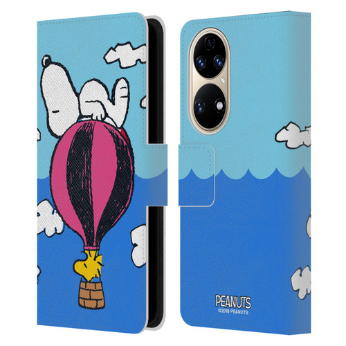 Peanuts Halfs And Laughs Snoopy & Woodstock Balloon Leather Book Wallet Case Cover For Huawei P50