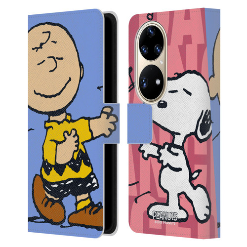 Peanuts Halfs And Laughs Snoopy & Charlie Leather Book Wallet Case Cover For Huawei P50 Pro