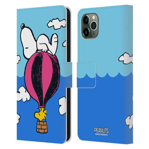 Peanuts Halfs And Laughs Snoopy & Woodstock Balloon Leather Book Wallet Case Cover For Apple iPhone 11 Pro Max
