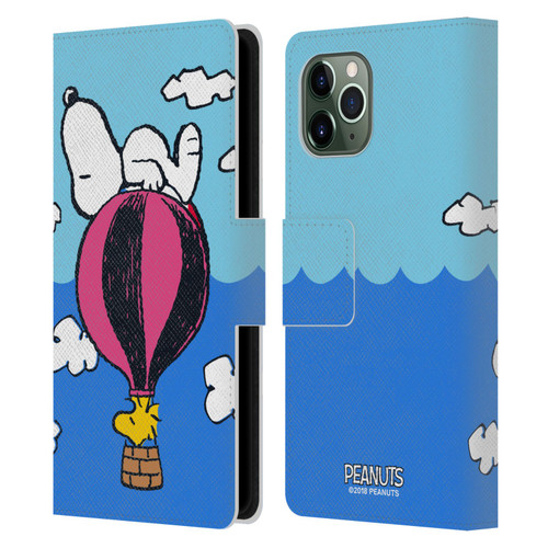 Peanuts Halfs And Laughs Snoopy & Woodstock Balloon Leather Book Wallet Case Cover For Apple iPhone 11 Pro