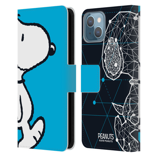 Peanuts Halfs And Laughs Snoopy Geometric Leather Book Wallet Case Cover For Apple iPhone 13
