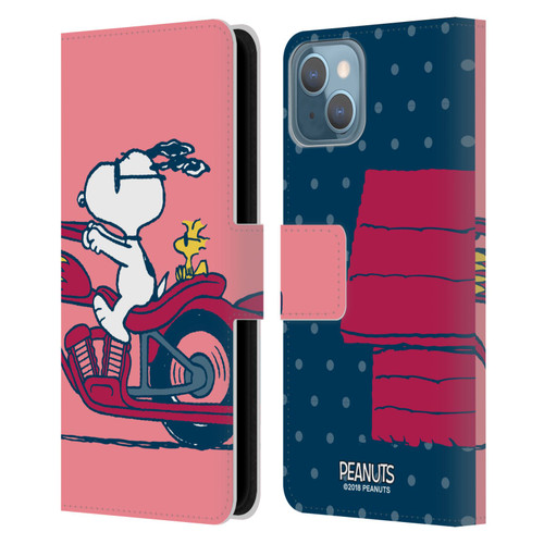Peanuts Halfs And Laughs Snoopy & Woodstock Leather Book Wallet Case Cover For Apple iPhone 13
