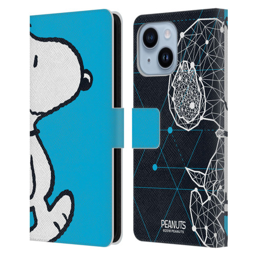 Peanuts Halfs And Laughs Snoopy Geometric Leather Book Wallet Case Cover For Apple iPhone 14 Plus