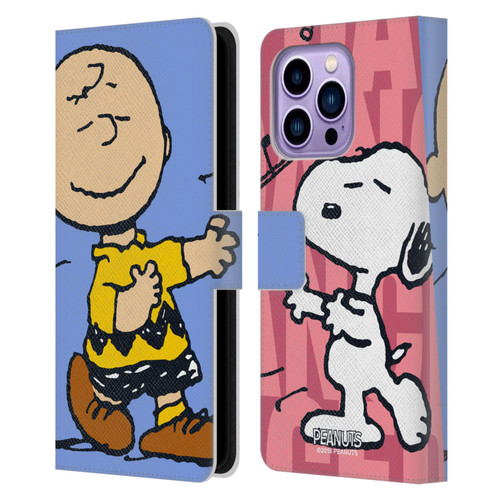 Peanuts Halfs And Laughs Snoopy & Charlie Leather Book Wallet Case Cover For Apple iPhone 14 Pro Max