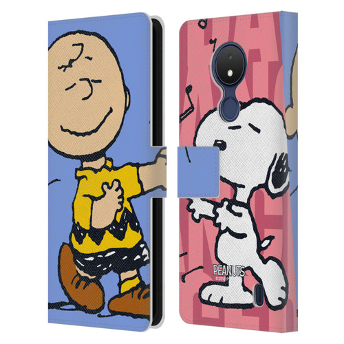 Peanuts Halfs And Laughs Snoopy & Charlie Leather Book Wallet Case Cover For Nokia C21