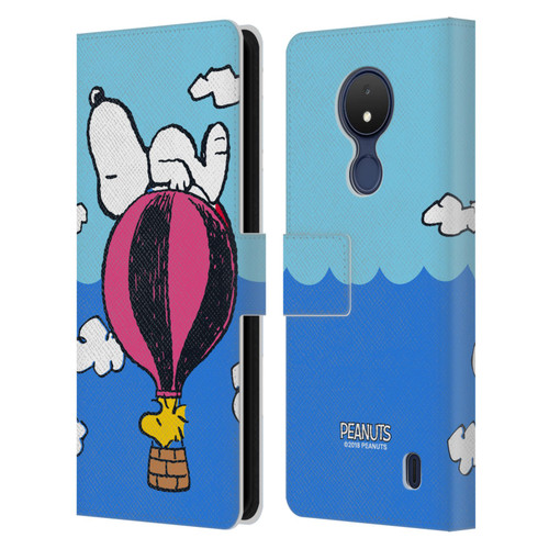 Peanuts Halfs And Laughs Snoopy & Woodstock Balloon Leather Book Wallet Case Cover For Nokia C21