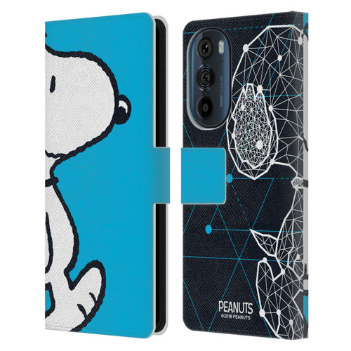 Peanuts Halfs And Laughs Snoopy Geometric Leather Book Wallet Case Cover For Motorola Edge 30