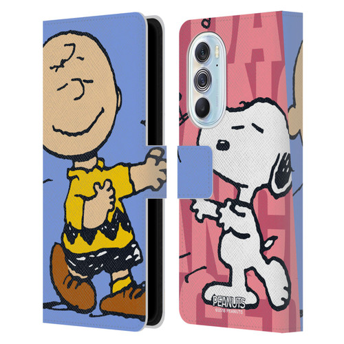 Peanuts Halfs And Laughs Snoopy & Charlie Leather Book Wallet Case Cover For Motorola Edge X30