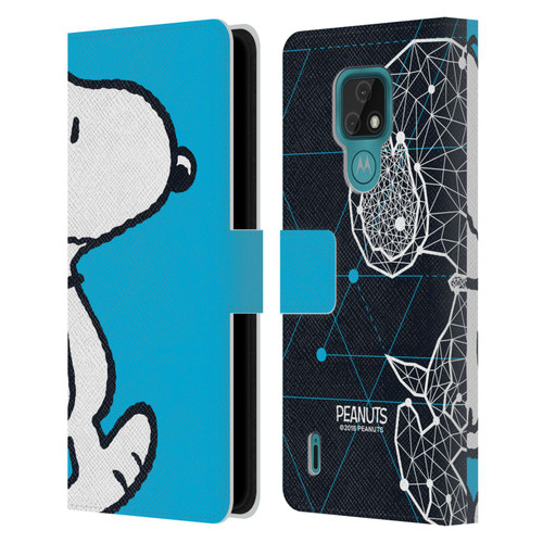 Peanuts Halfs And Laughs Snoopy Geometric Leather Book Wallet Case Cover For Motorola Moto E7