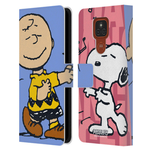Peanuts Halfs And Laughs Snoopy & Charlie Leather Book Wallet Case Cover For Motorola Moto E7 Plus