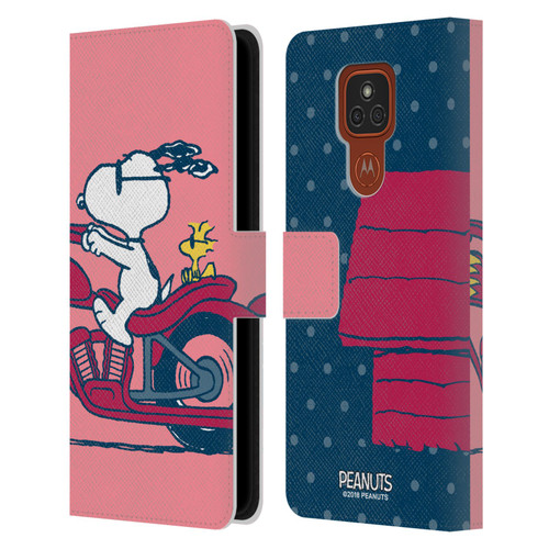 Peanuts Halfs And Laughs Snoopy & Woodstock Leather Book Wallet Case Cover For Motorola Moto E7 Plus