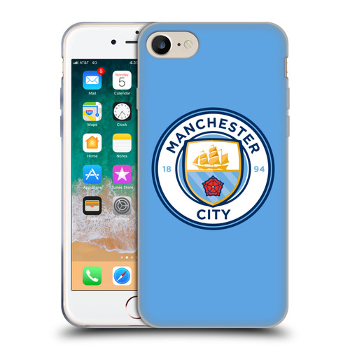 Manchester City Man City FC Badge Blue Full Colour Soft Gel Case for Apple iPhone 7 / 8 / SE 2020 & 2022