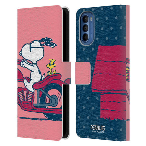 Peanuts Halfs And Laughs Snoopy & Woodstock Leather Book Wallet Case Cover For Motorola Moto G41