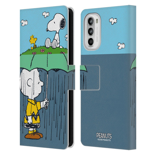 Peanuts Halfs And Laughs Charlie, Snoppy & Woodstock Leather Book Wallet Case Cover For Motorola Moto G52