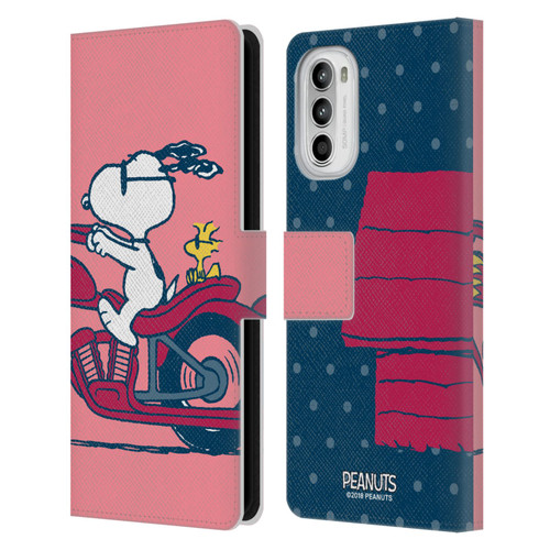 Peanuts Halfs And Laughs Snoopy & Woodstock Leather Book Wallet Case Cover For Motorola Moto G52