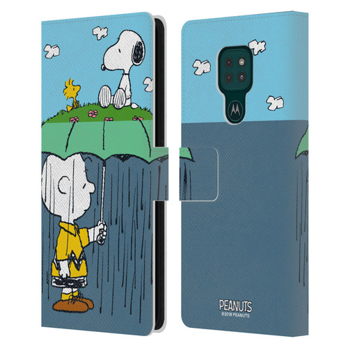 Peanuts Halfs And Laughs Charlie, Snoppy & Woodstock Leather Book Wallet Case Cover For Motorola Moto G9 Play