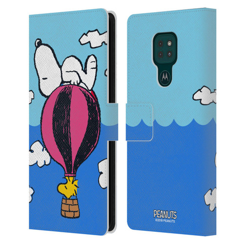 Peanuts Halfs And Laughs Snoopy & Woodstock Balloon Leather Book Wallet Case Cover For Motorola Moto G9 Play