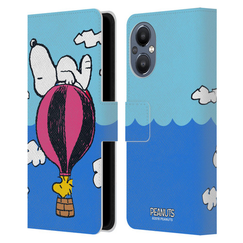 Peanuts Halfs And Laughs Snoopy & Woodstock Balloon Leather Book Wallet Case Cover For OnePlus Nord N20 5G
