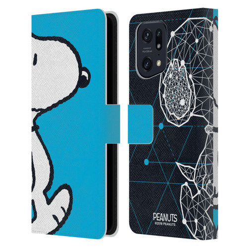 Peanuts Halfs And Laughs Snoopy Geometric Leather Book Wallet Case Cover For OPPO Find X5