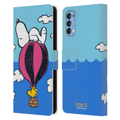 Peanuts Halfs And Laughs Snoopy & Woodstock Balloon Leather Book Wallet Case Cover For OPPO Reno 4 5G
