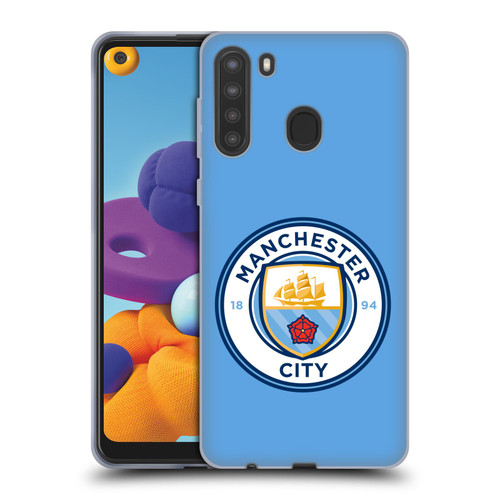 Manchester City Man City FC Badge Blue Full Colour Soft Gel Case for Samsung Galaxy A21 (2020)