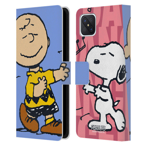 Peanuts Halfs And Laughs Snoopy & Charlie Leather Book Wallet Case Cover For OPPO Reno4 Z 5G