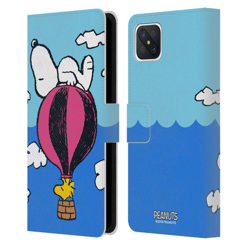 Peanuts Halfs And Laughs Snoopy & Woodstock Balloon Leather Book Wallet Case Cover For OPPO Reno4 Z 5G
