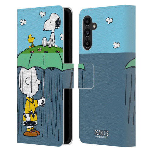 Peanuts Halfs And Laughs Charlie, Snoppy & Woodstock Leather Book Wallet Case Cover For Samsung Galaxy A13 5G (2021)