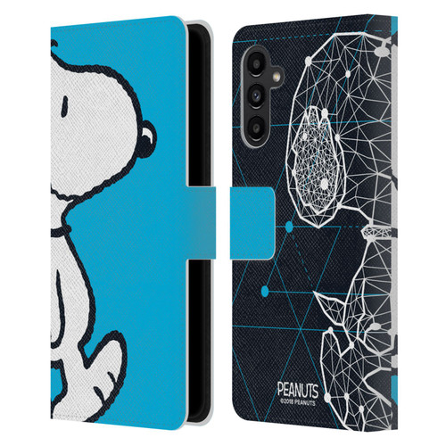 Peanuts Halfs And Laughs Snoopy Geometric Leather Book Wallet Case Cover For Samsung Galaxy A13 5G (2021)