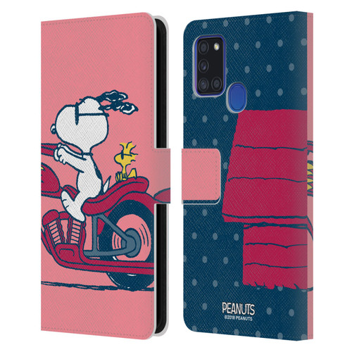 Peanuts Halfs And Laughs Snoopy & Woodstock Leather Book Wallet Case Cover For Samsung Galaxy A21s (2020)