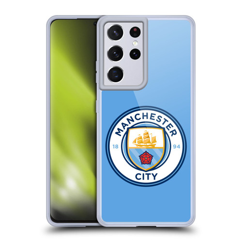 Manchester City Man City FC Badge Blue Full Colour Soft Gel Case for Samsung Galaxy S21 Ultra 5G