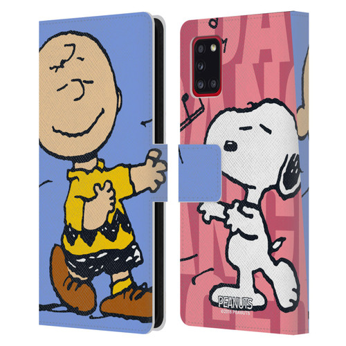 Peanuts Halfs And Laughs Snoopy & Charlie Leather Book Wallet Case Cover For Samsung Galaxy A31 (2020)