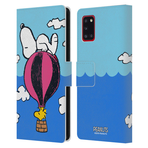 Peanuts Halfs And Laughs Snoopy & Woodstock Balloon Leather Book Wallet Case Cover For Samsung Galaxy A31 (2020)